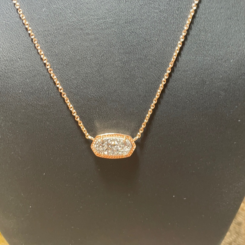 🖤 Kendra Scott necklace rose gold druzy Elisa - Picture 3 of 6